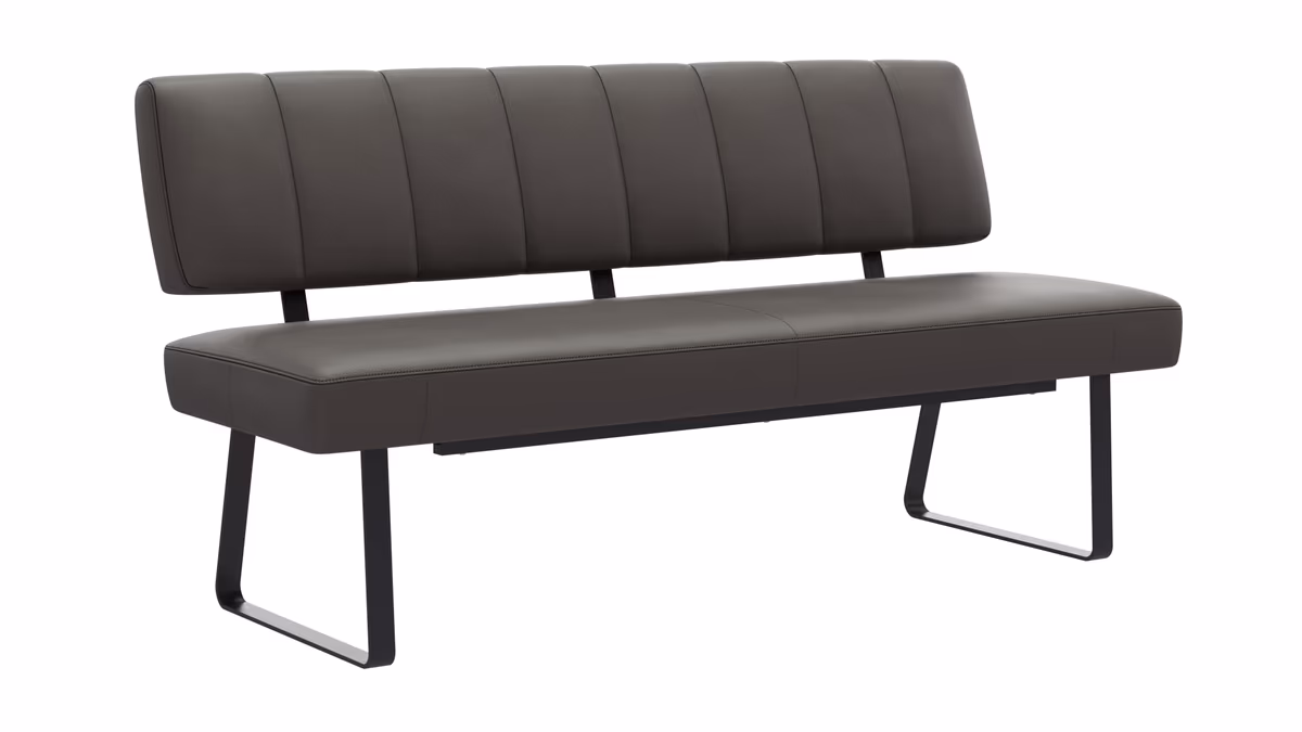 Polsterbank Carmelo - Breite ca. 163 cm, Leder, Steingrau