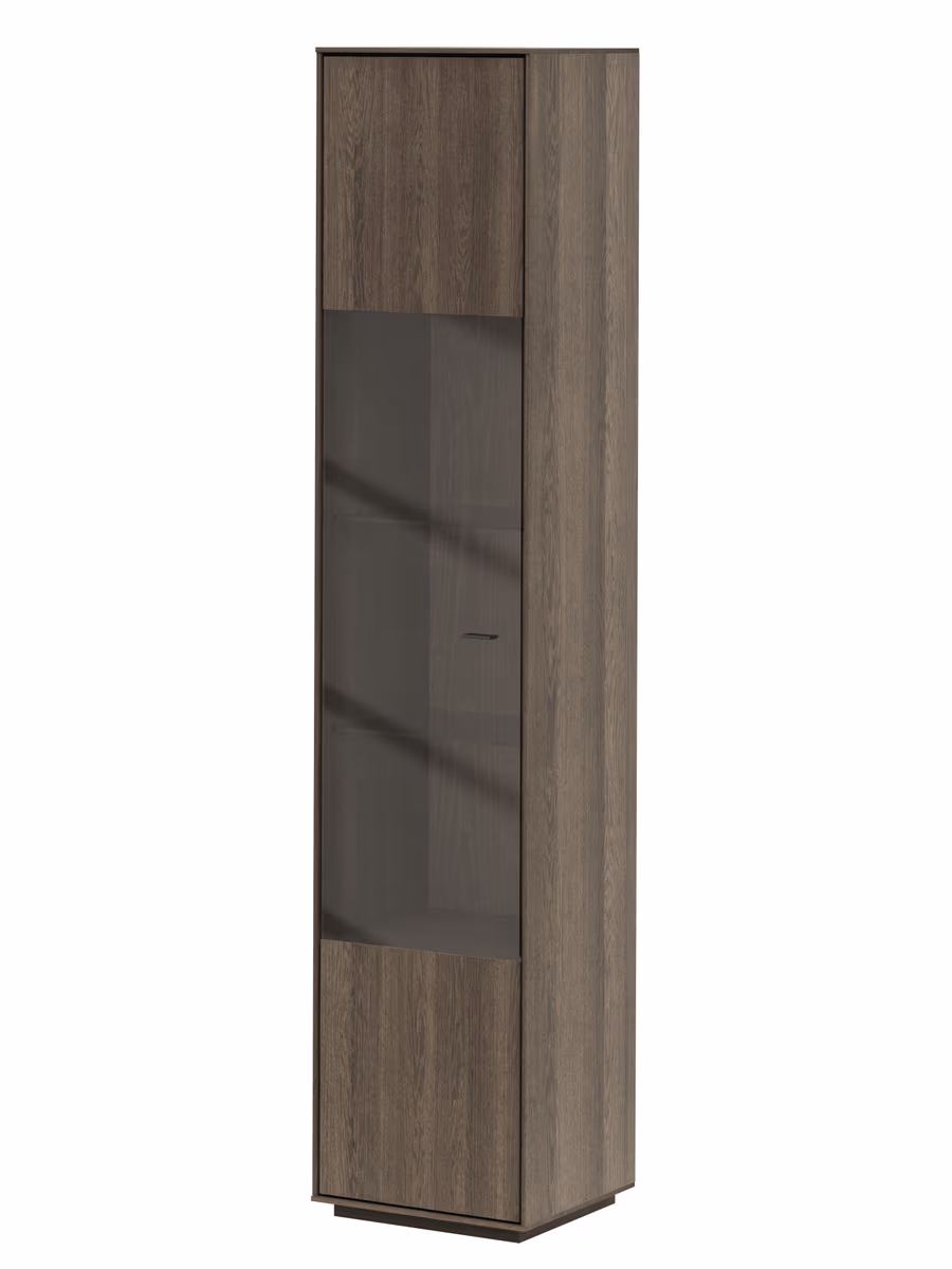 Vitrine Saratoga - links, Buche massiv, silbergrau geölt