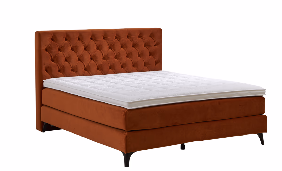 Boxspringbett Belina - Liegefläche ca. 180x200cm, Stoff, Orange