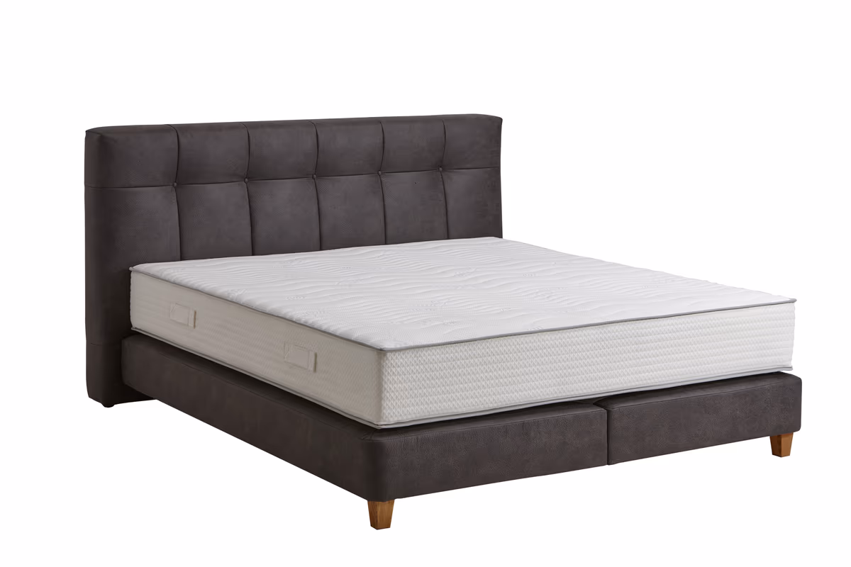 Boxspringbett Alpin - Liegefläche ca. 180x200 cm, Stoff, Anthrazit