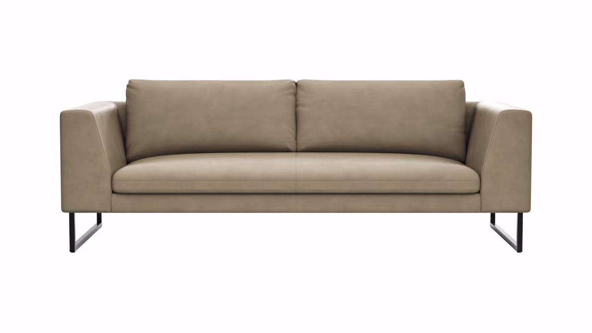 Sofa Helmi - 3-Sitzer, Leder, Cappuccino, Metallkufe