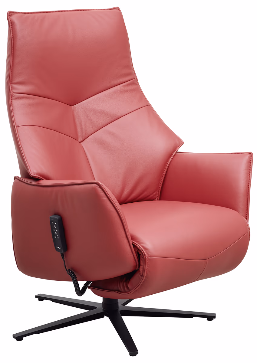 Fernsehsessel EM Hannover - Relaxfunktion (1-motorisch), Leder, Kirsche 