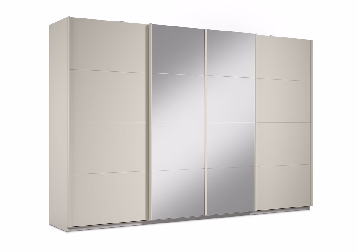 Schwebetürenschrank RIKK- B ca. 316 cm, Champagner, Spiegel