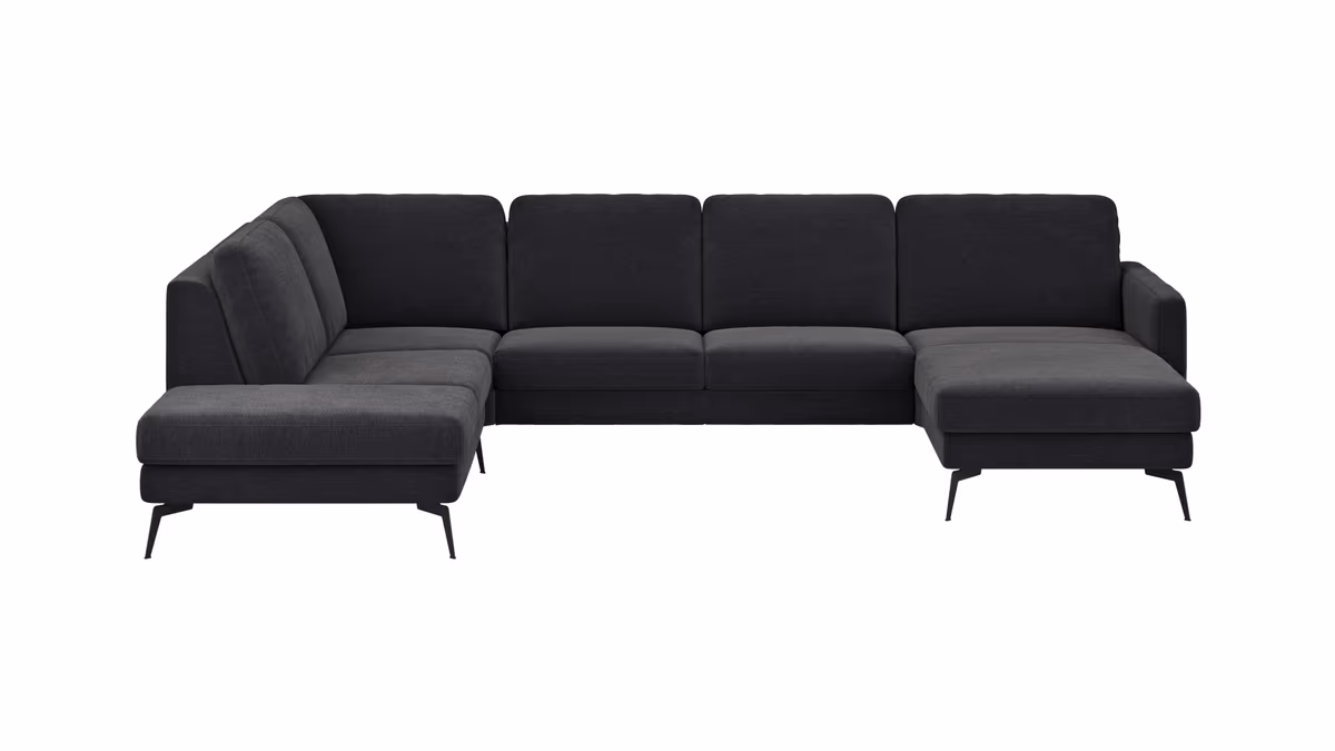 Wohnlandschaft Enna - Ecke links, 2,5-Sitzer, Longchair rechts, Stoff, Anthrazit