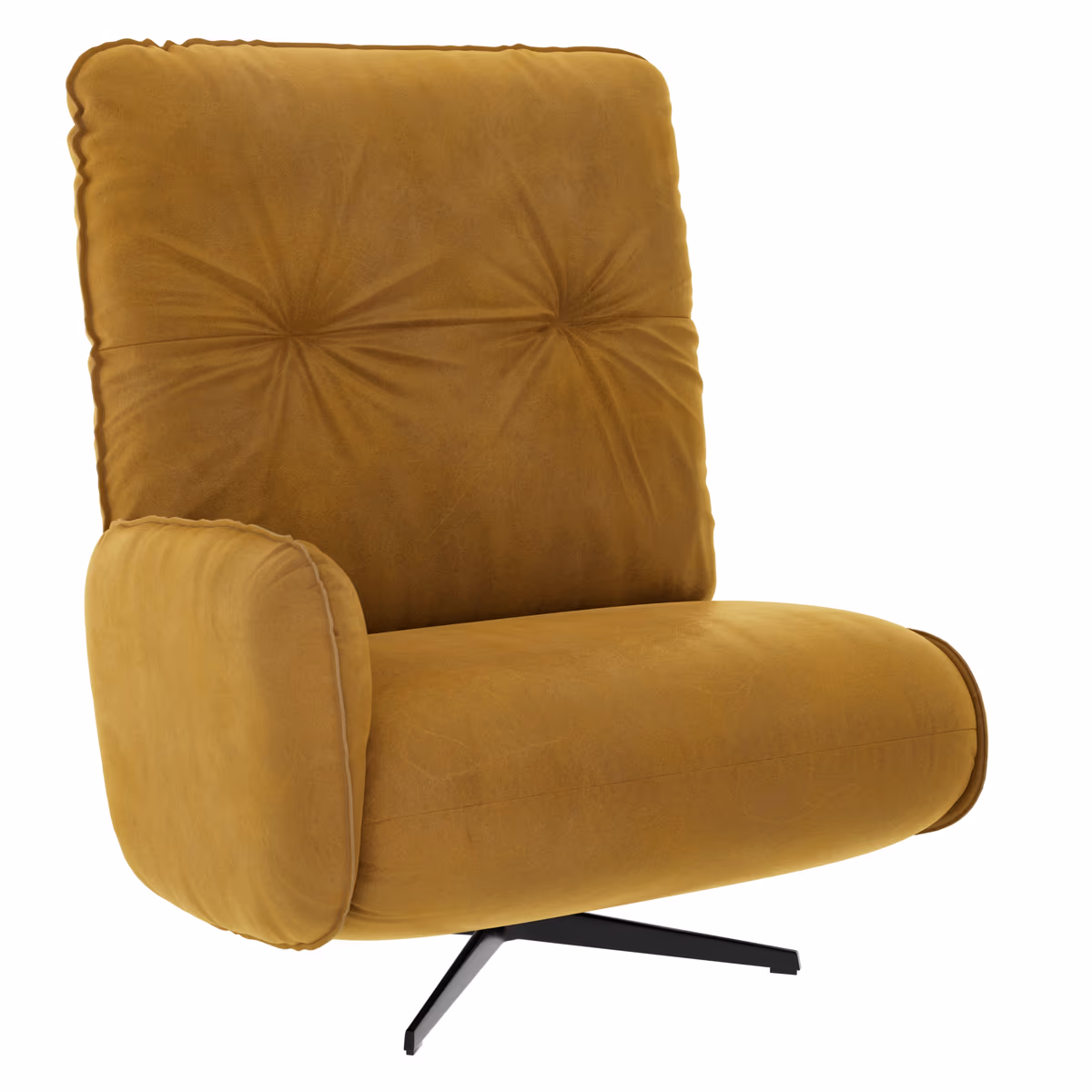 Loungesessel Lovere - Leder, Curry, Armlehne links