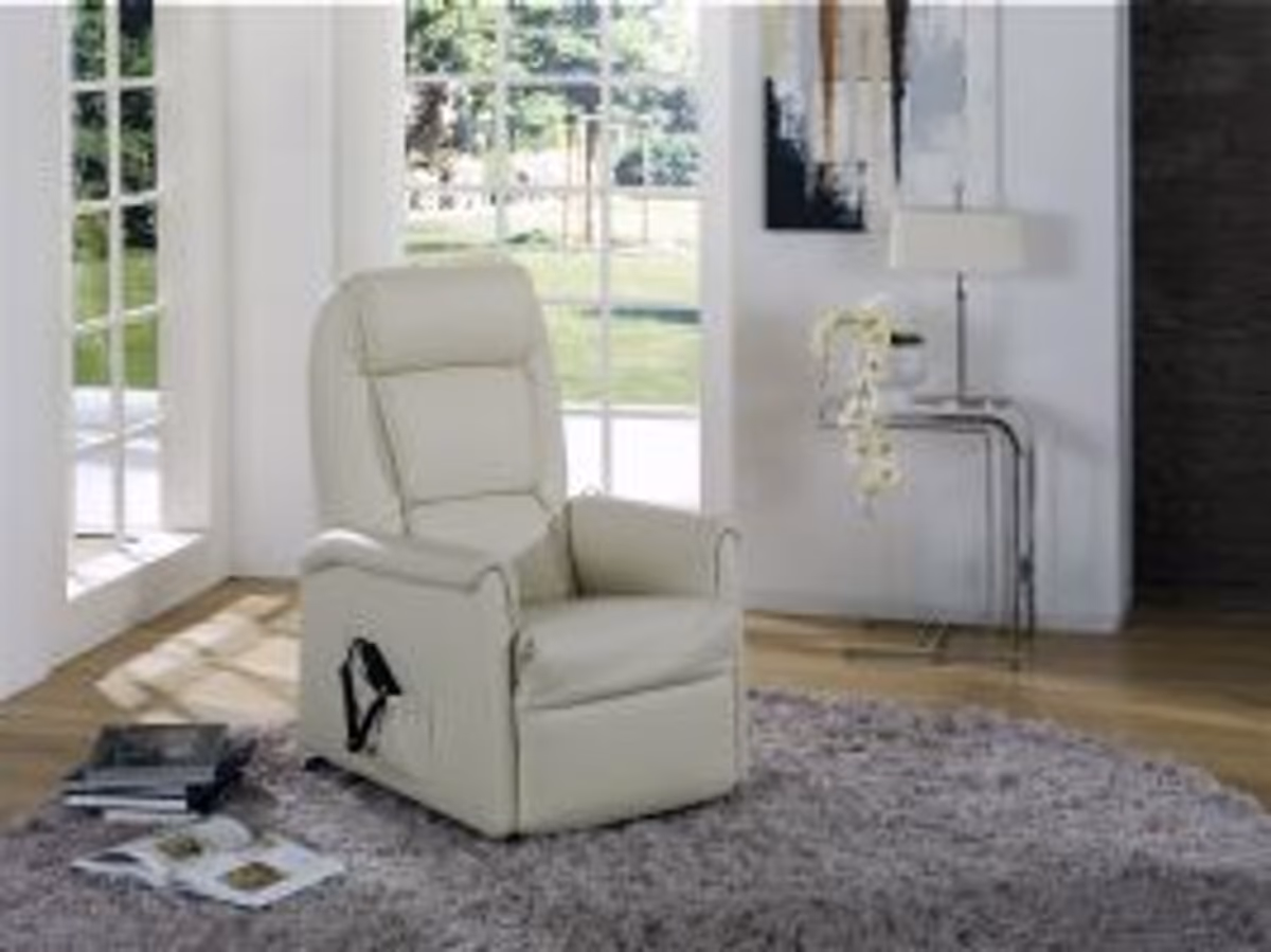 Fernsehsessel EM Mainz - Relaxfunktion 2-motorisch, Leder, beige