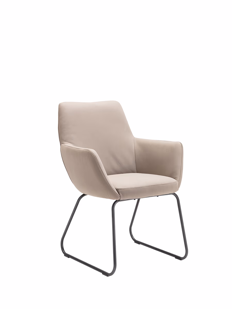 Armlehnstuhl Nashville - Leder, Taupe