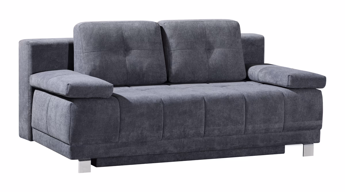 Querschläfer - Schlaffunktion mit Bettkasten, Stoff, Dunkelgrau