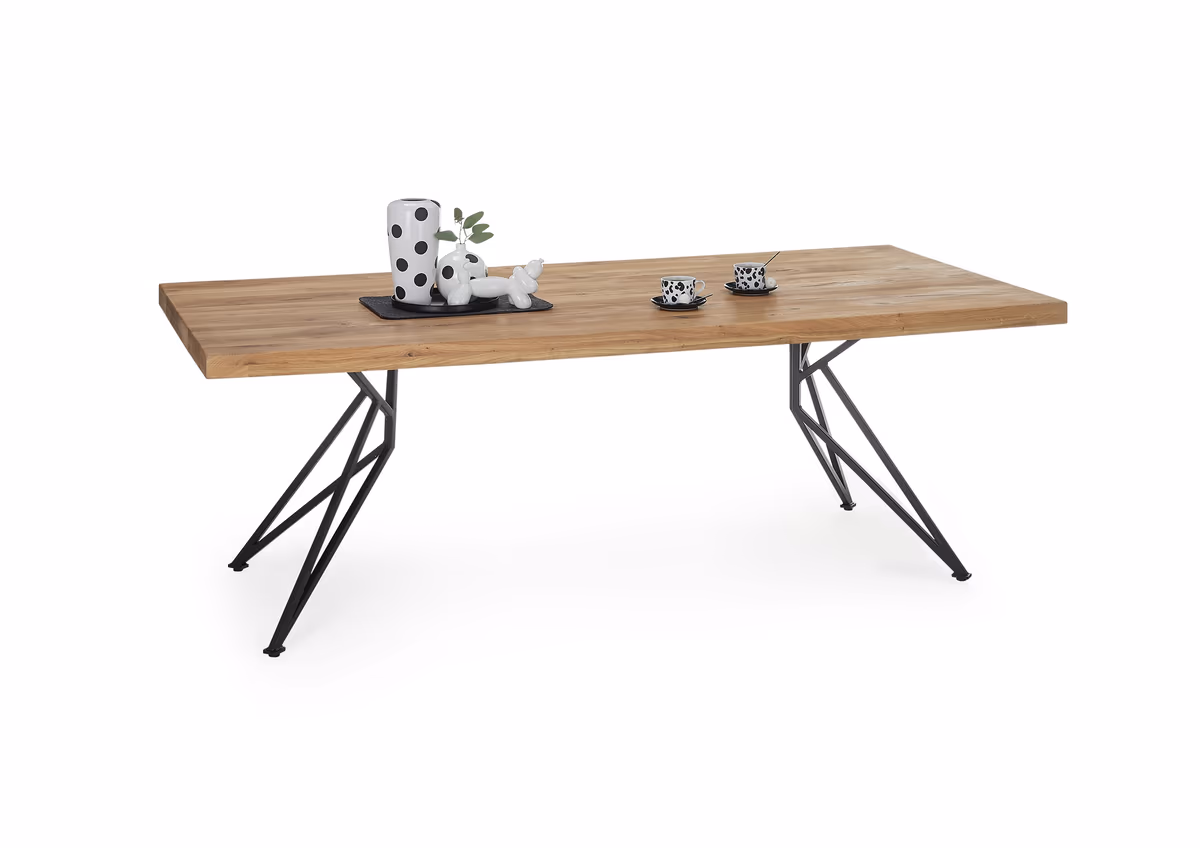 Esstisch - LB ca. 200x100 cm, Wildeiche massiv geölt, Schwarz