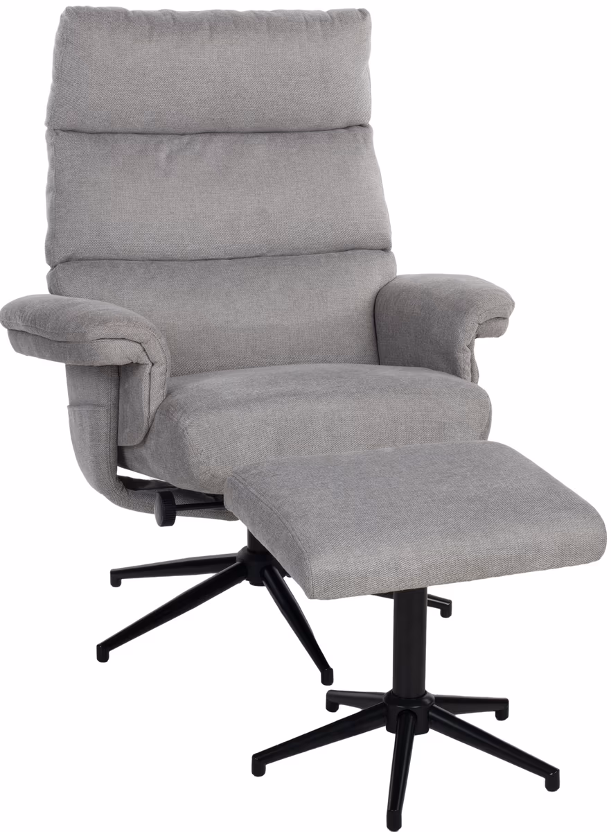 Relaxsessel mit Hocker - drehbar, Relaxfunktion, Webstoff, Steingrau