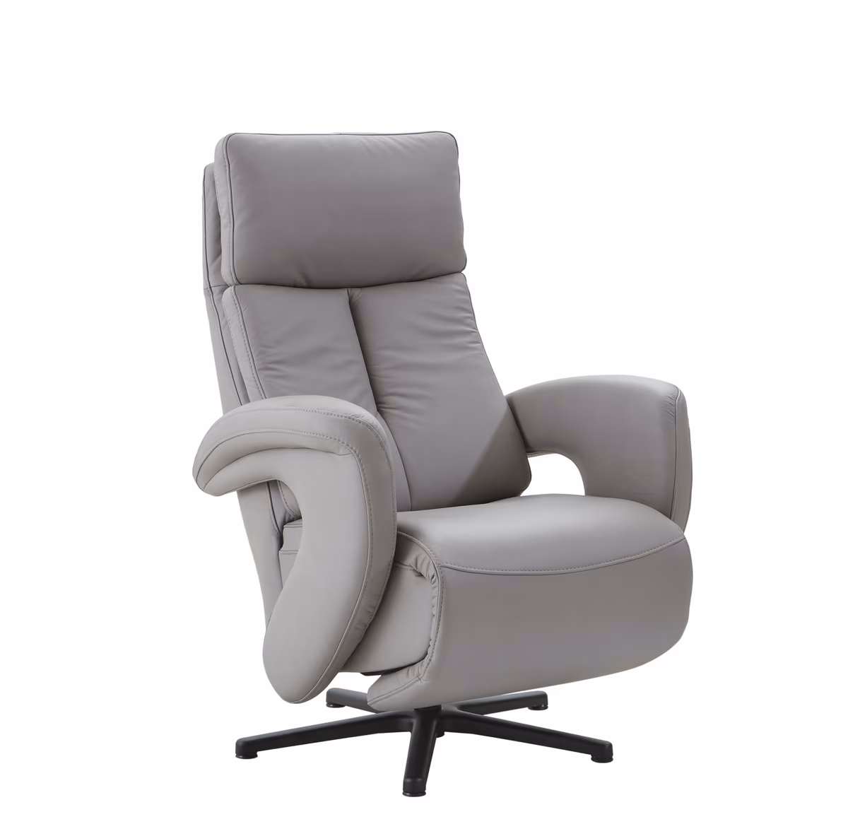 Relaxsessel Sitz.Konzept 4.0 - Größe M, Fußteil und Rückenlehne verstellbar (manuell), Leder, Grau