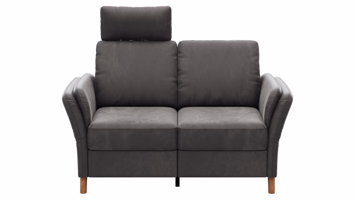 Sofa Vayra - 2-Sitzer, inkl. Relaxfunktion (motorisch) und Kopfstütze verstellbar (manuell), Stoff, Anthrazit