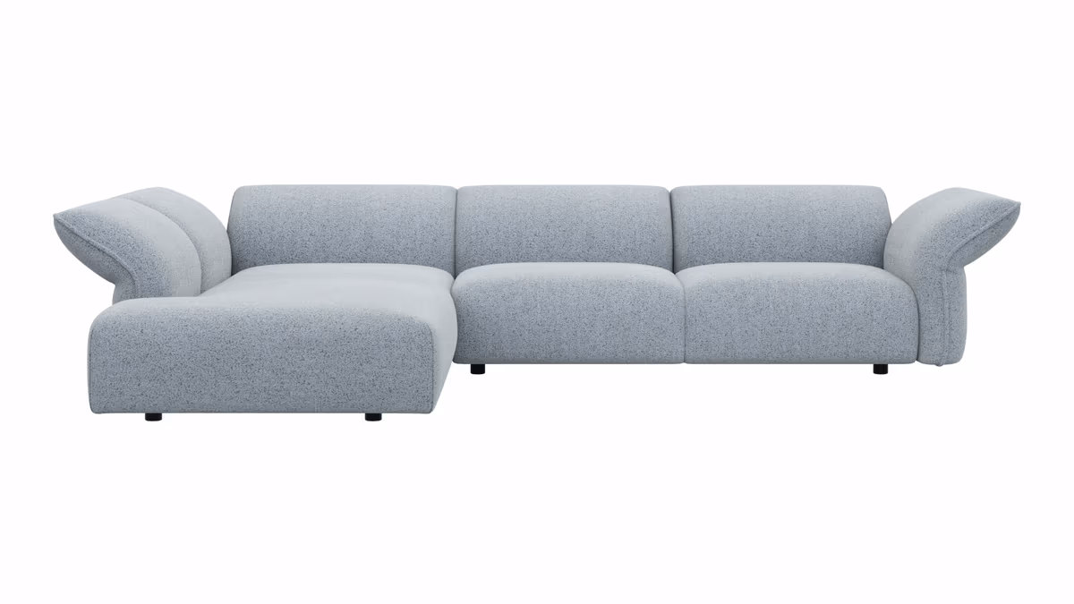 Ecksofa Motone - Ecke links mit 2,5-Sitzer, Stoff, Hellblau