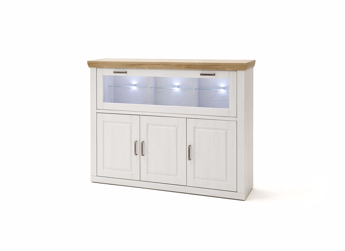 Highboard - mit Beleuchtung, Pinie Nachbildung