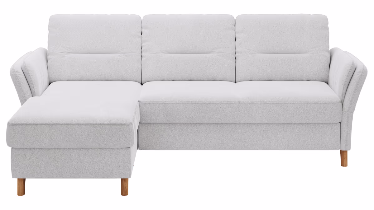 Ecksofa Vayra - Longchair links mit 2,5-Sitzer rechts, Stoff, Offwhite