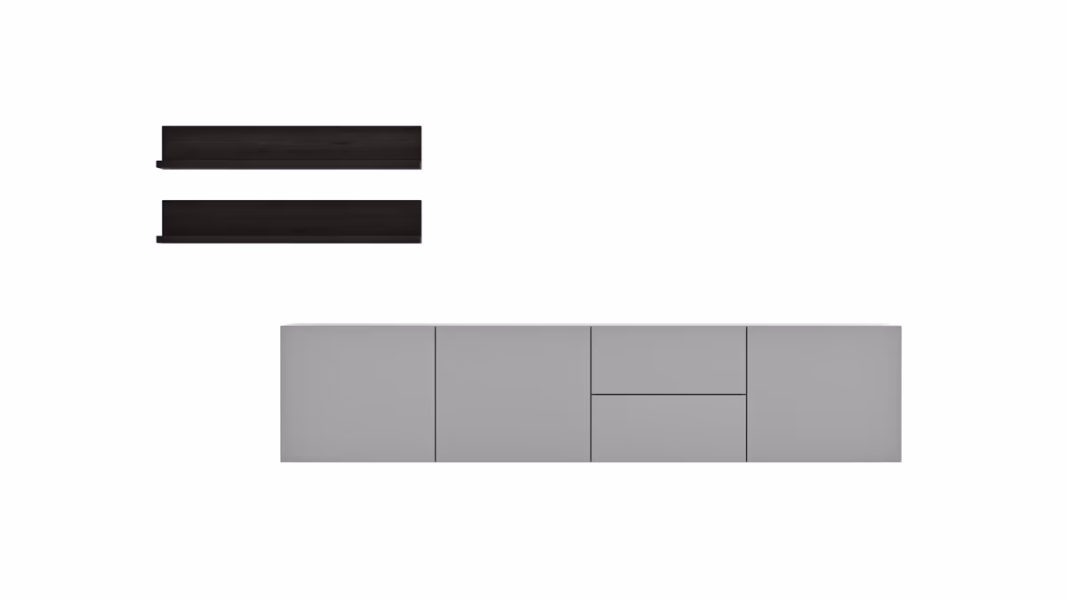 Wohnwand Palos - Lack, Hellgrau