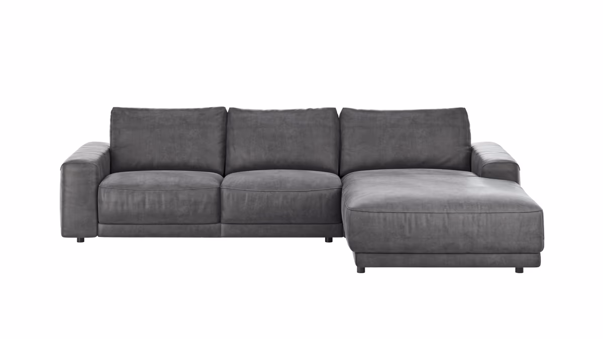 Ecksofa Balok - 2,5-Sitzer mit Longchair groß rechts, Stoff, Anthrazit
