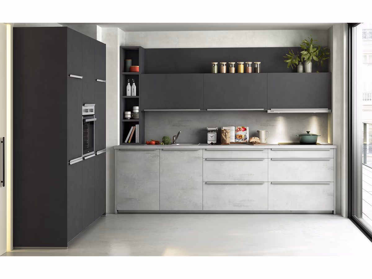 Küchenzeile 52.210 12 520, Beton Schiefergrau Nachbildung