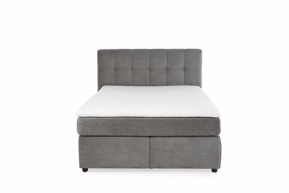 Boxspringbett JANAH- Liegefläche ca. 140x200 cm, Stoff, Grau