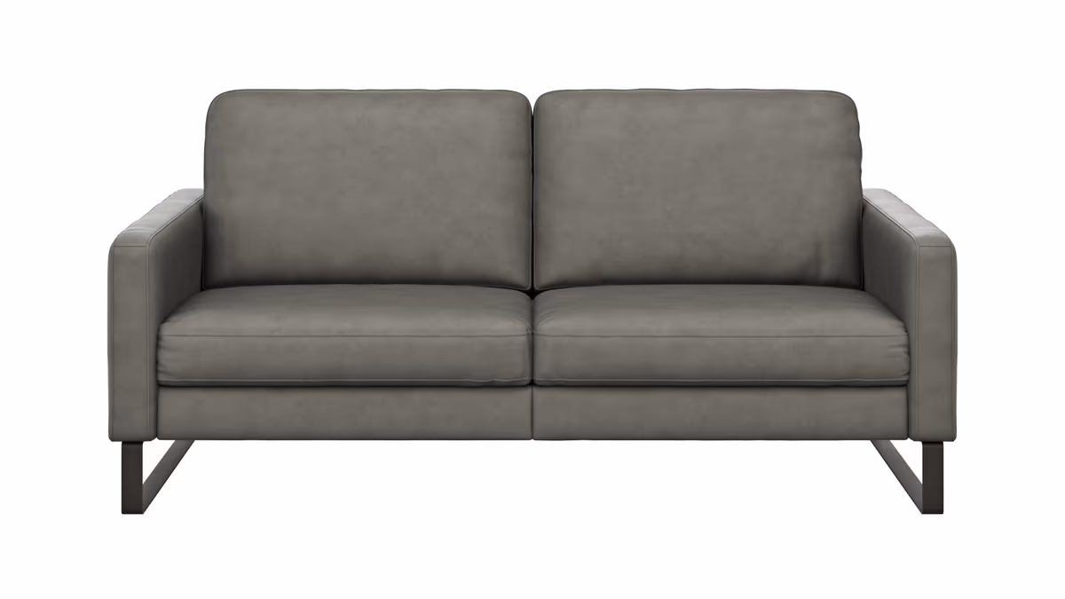 Sofa Enna - 3-Sitzer, Leder, Grau