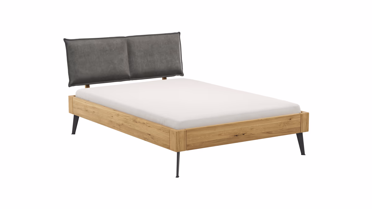 Bettgestell 1660 - Liegefläche ca. 140x200 cm, Wildeiche massiv, geölt