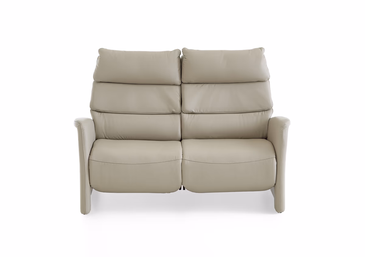 Sofa - 2,5-Sitzer, Kopfteil verstellbar, Leder, Perlmutt,