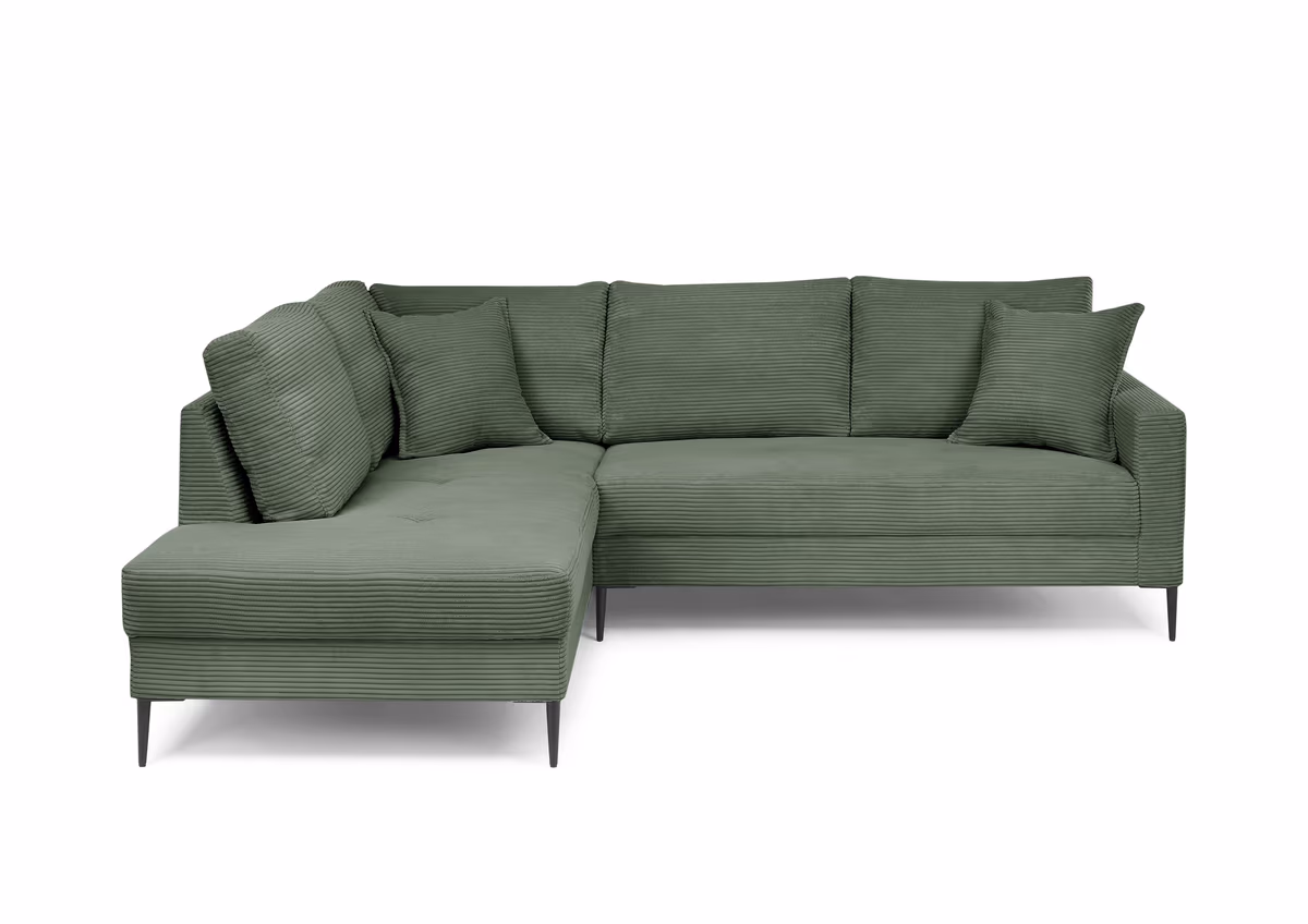 Ecksofa - Ecke links, 3-Sitzer, Stoff, Grün