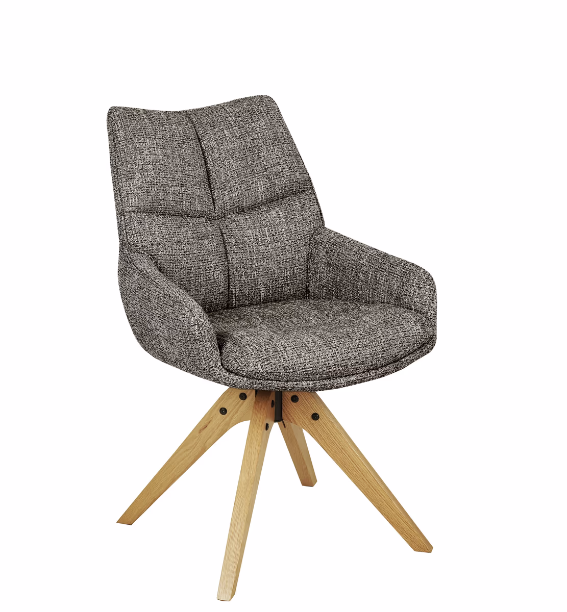 Armlehnstuhl MATTEA - drehbar, Stoff, Braun