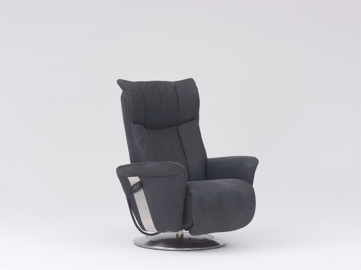 Fernsehsessel EM Halle - Relaxfunktion (1-motorisch), Leder, Kohle