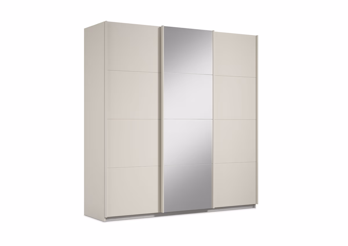 Schwebetürenschrank RIVASA- B ca. 203 cm, Champagner, Spiegel