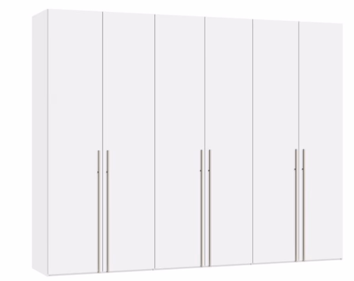 Drehtürenschrank JOIN IT- B ca. 303 cm,  Weiß, Glas, Weiß