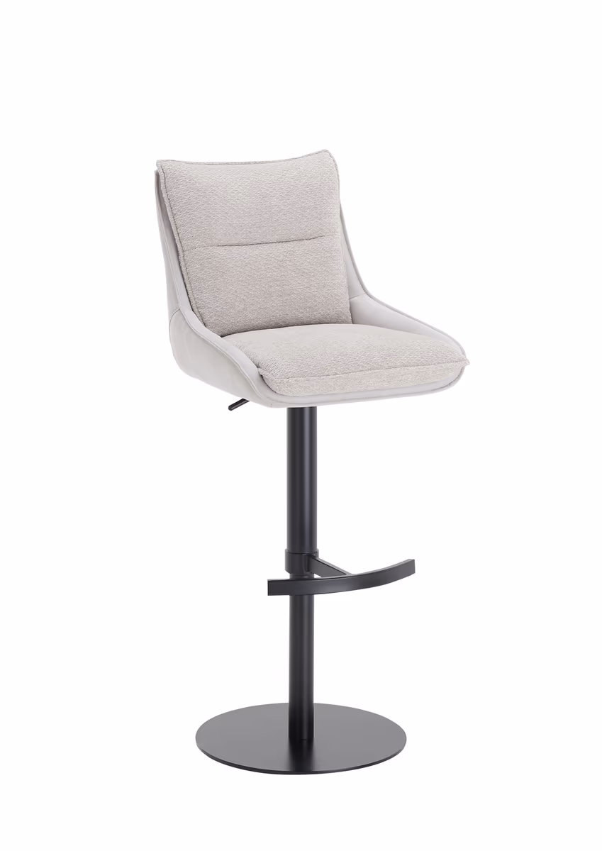 Barhocker MANDY - höhenverstellbar, Stoff, Silbergrau