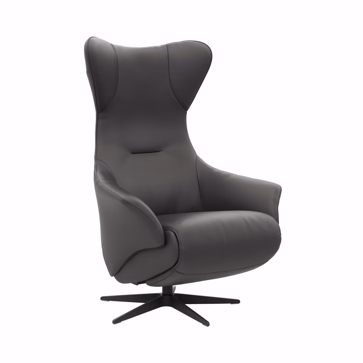 Relaxsessel Follina - Relaxfunktion (motorisch), Leder, Schwarz, Akku