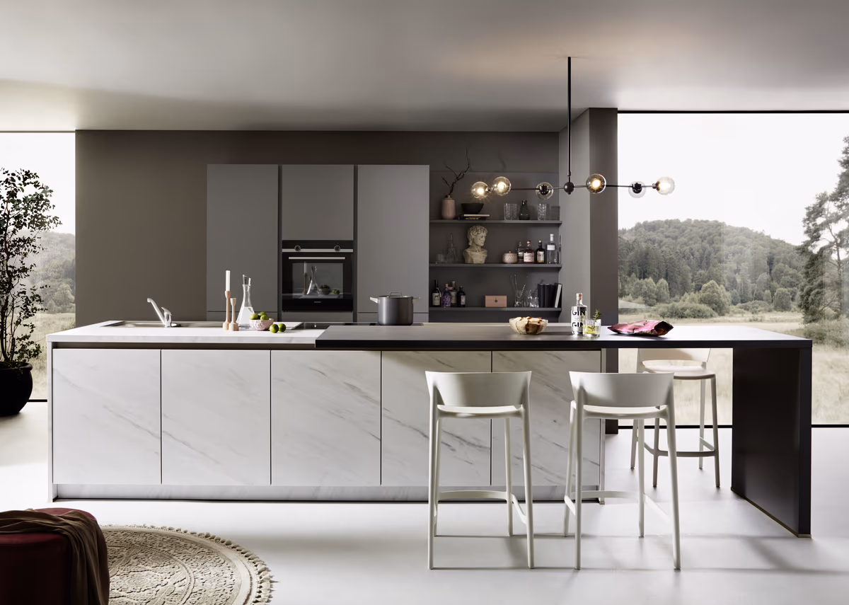 Inselküche 51.190 CO 3 520, Mattlack Achatgrau