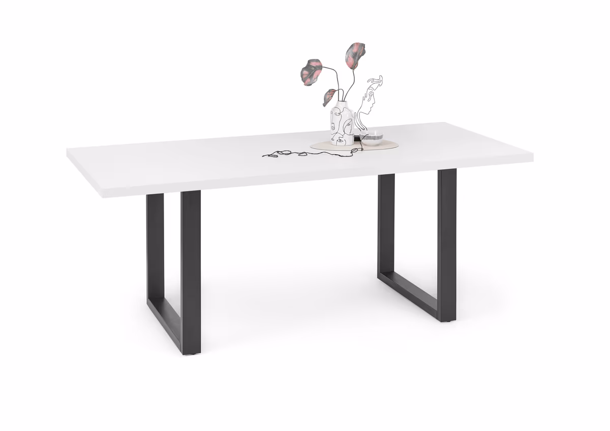 Esstisch - LB ca. 200x100 cm, Weiß, Schwarz