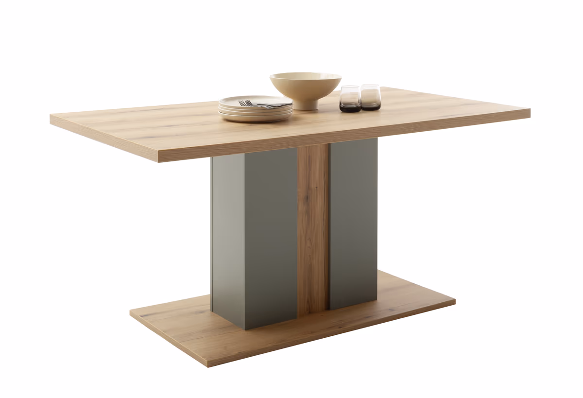 Esstisch - LB ca. 160x90 cm, Eiche Evoke Nachbildung, Salbeigrün