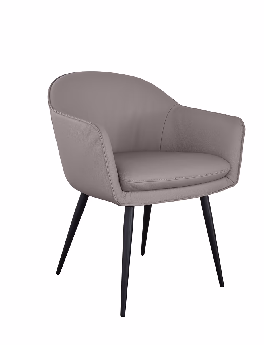 Armlehnstuhl Calvia - Leder, Graubeige