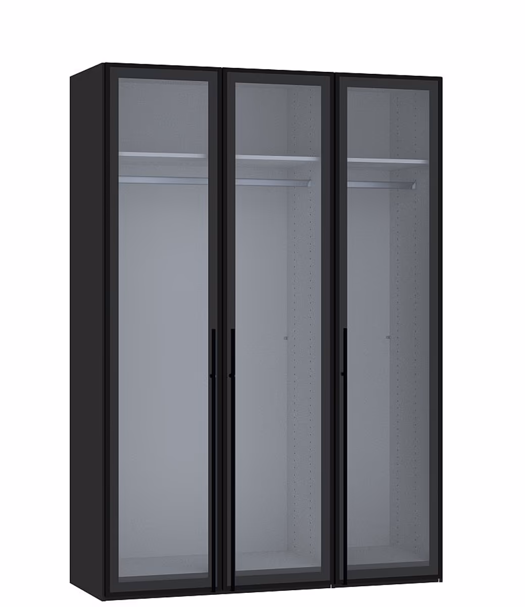 Drehtürenschrank JOIN IT- B ca. 152 cm, Schwarz, Glas, Grau