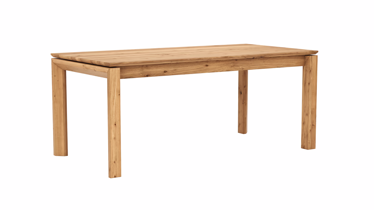 Esstisch Farmingdale - ausziehbar, Platte mit schräger Kante, LB ca. 180x90 cm, Eiche massiv, geölt