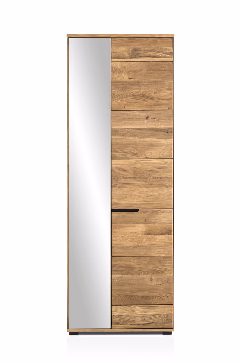 Garderobenschrank- B ca. 70 cm, Eiche, Massiv, Spiegel