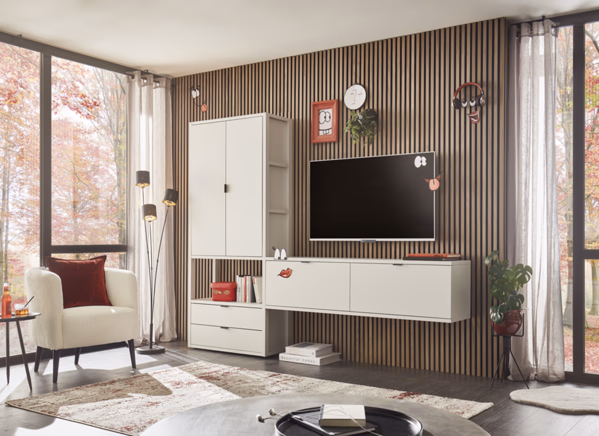 Regalsystem- Kreidegrau, Lack, Matt