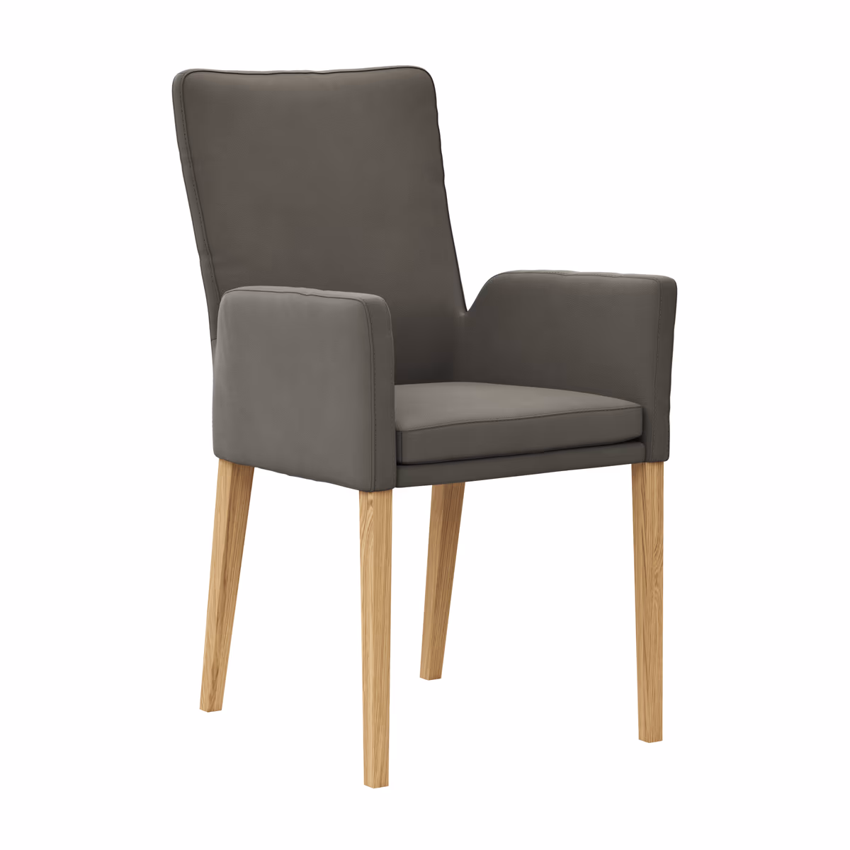 Armlehnstuhl Tuma - Leder, Graubraun
