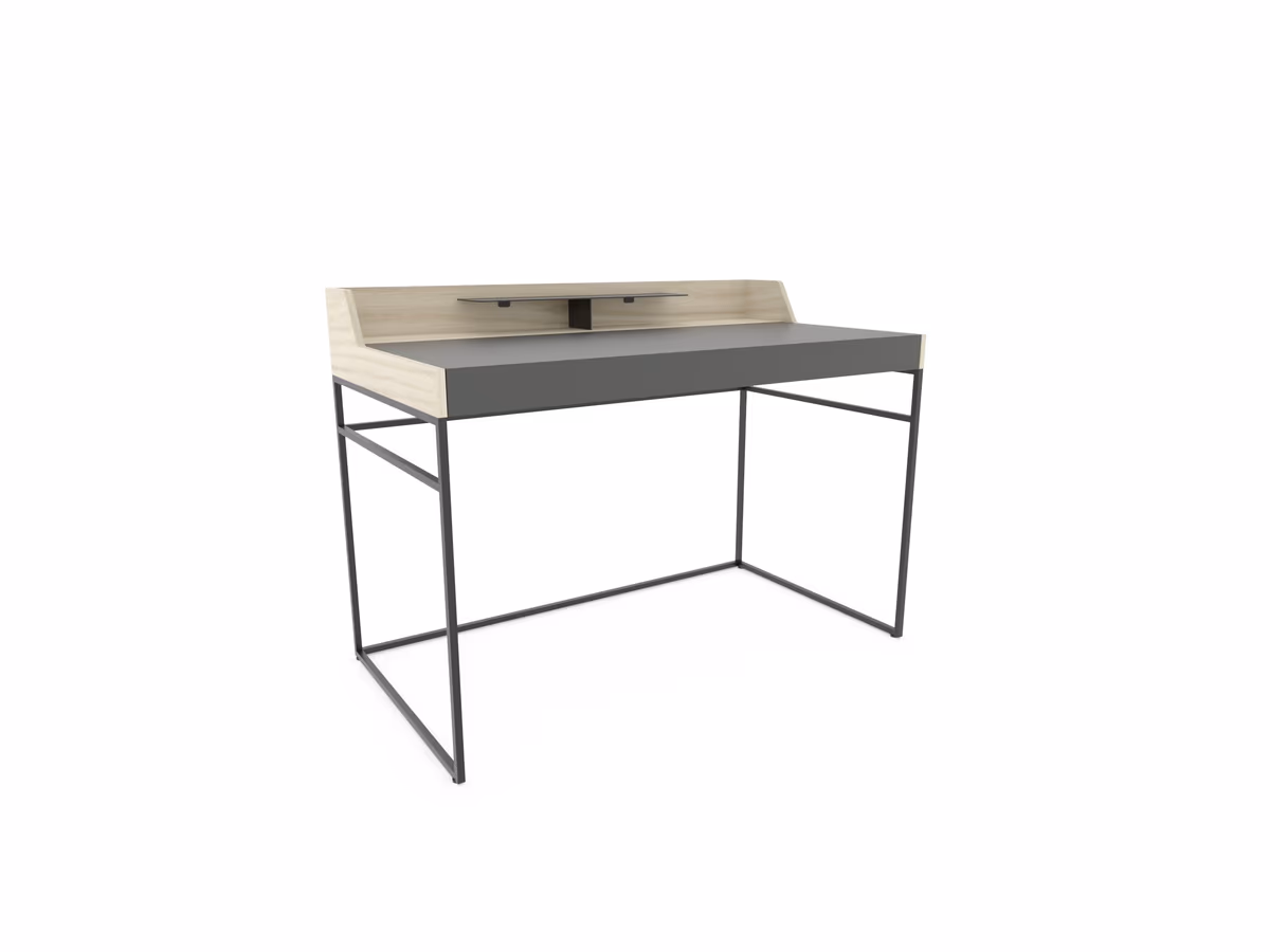Schreibtisch - Eiche, Milk, Lack, Dunkelgrau
