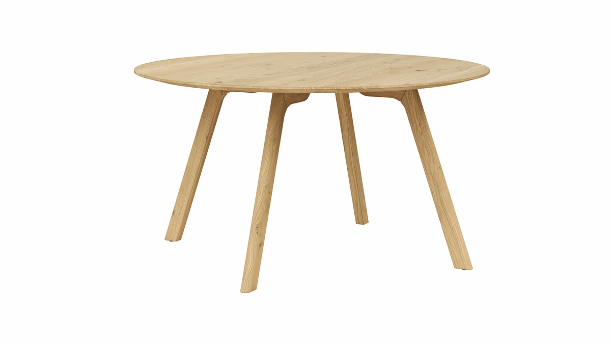 Esstisch Phoenix - LBH ca. 140x140x75 cm, Eiche massiv, Bianco geölt, rund