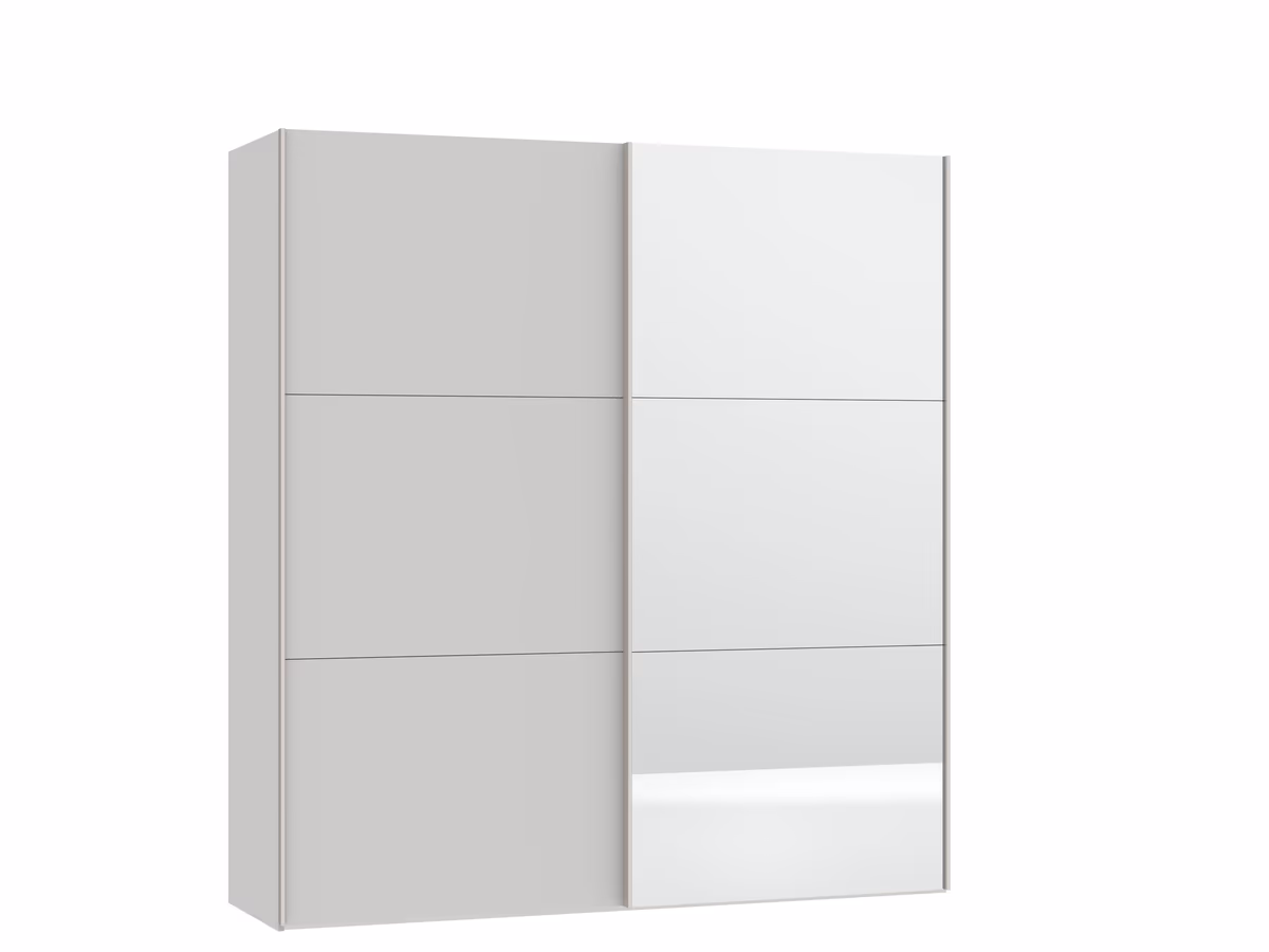 Schwebetürenschrank JOIN IT- B ca. 202 cm., Hellgrau, Matt, Spiegel