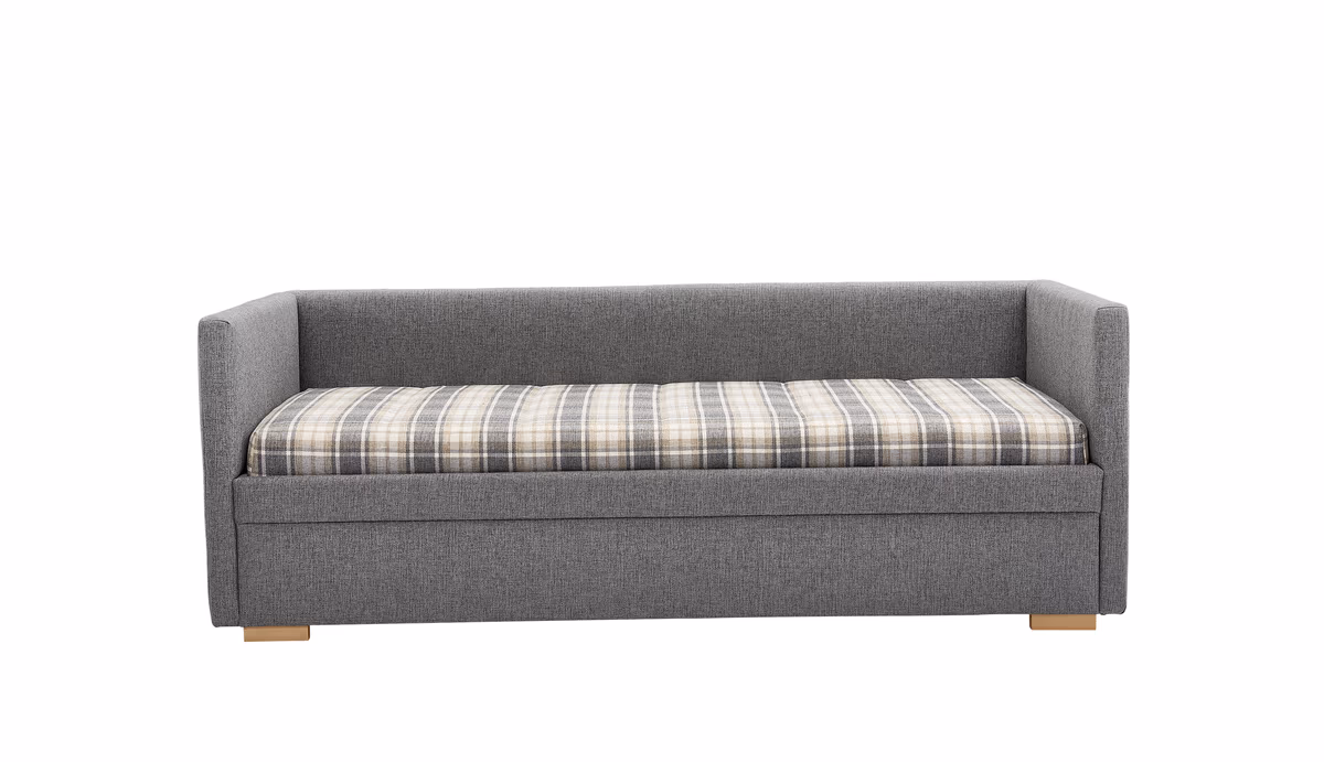 Einzelliege EM Como - Schlaffunktion mit Bettkasten, Stoff, Graubraun