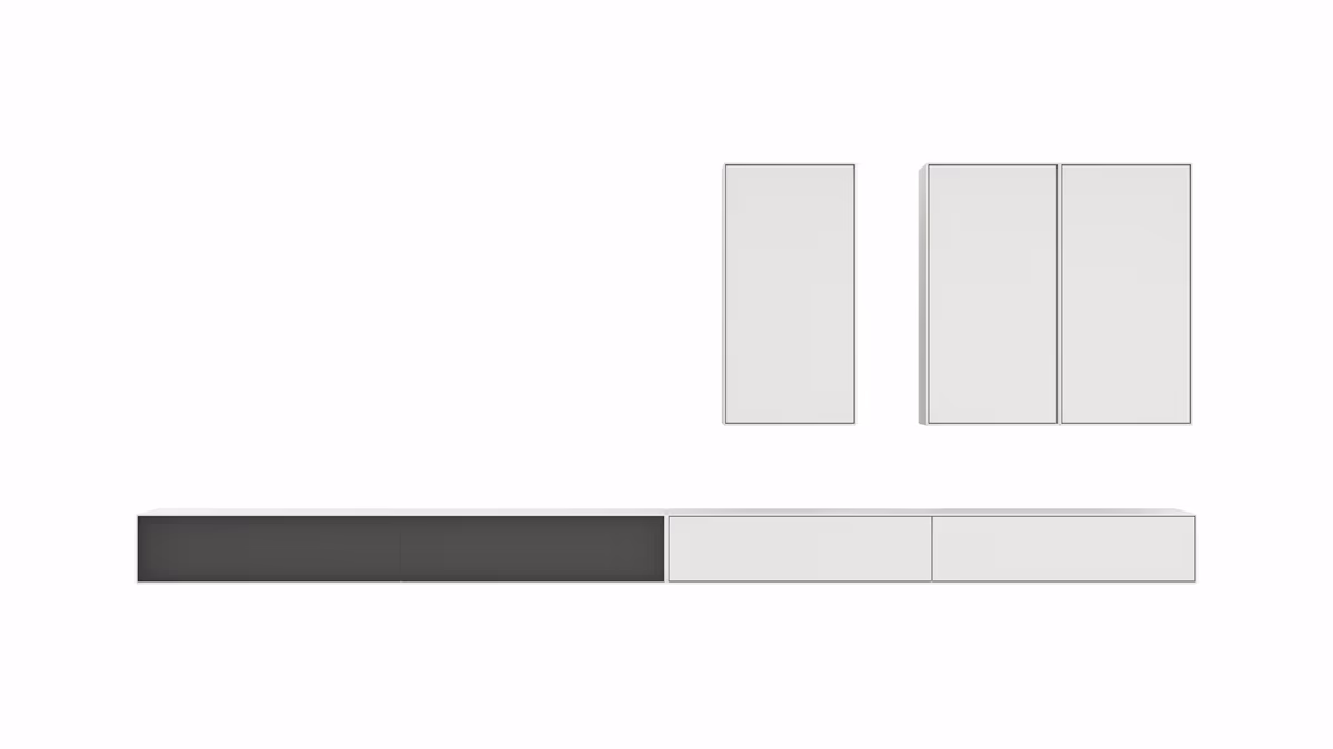 Wohnwand Edge - BHT ca. 360x185x42 cm, Lack, Weiß