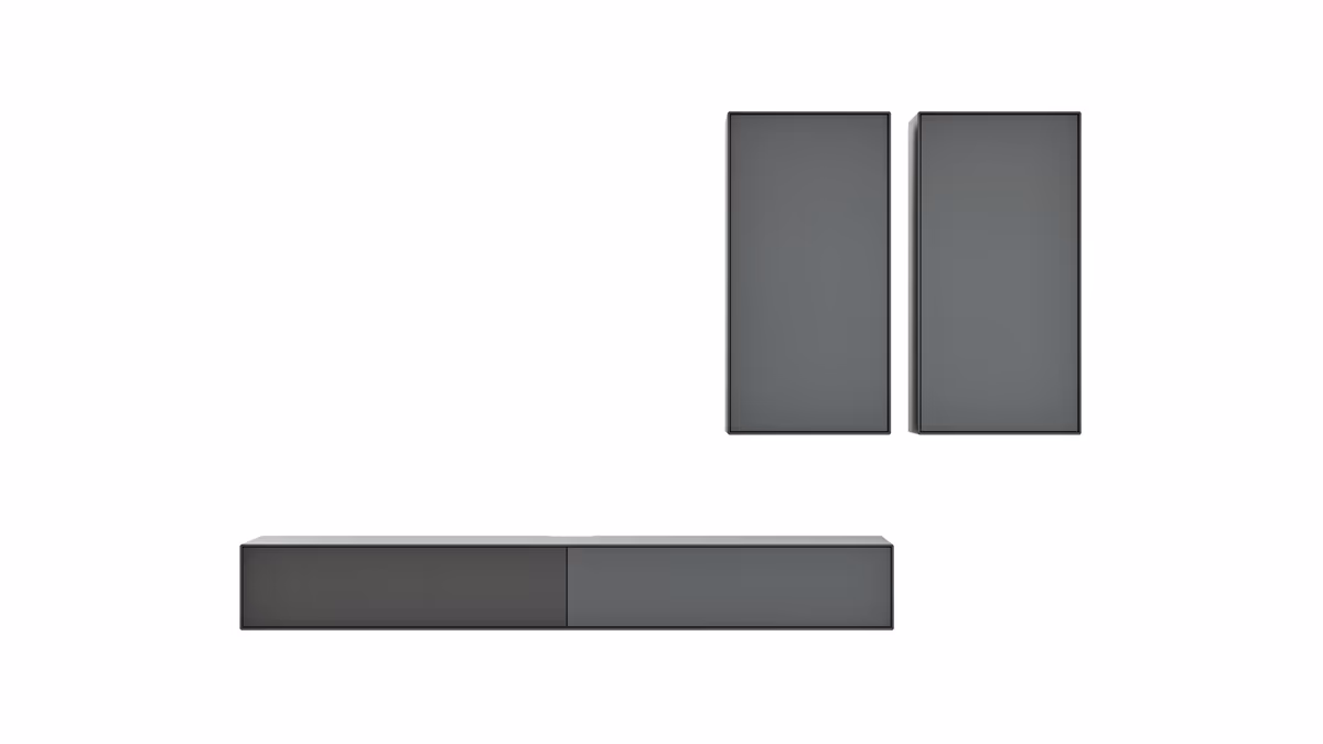 Wohnwand Edge - B ca. 180 cm, Lack, Graphit