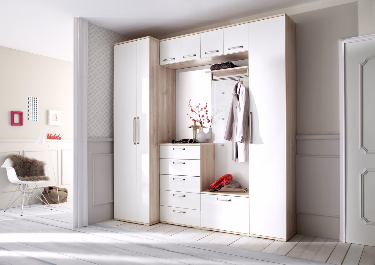 Garderobe - Eiche Dekor, Weiß