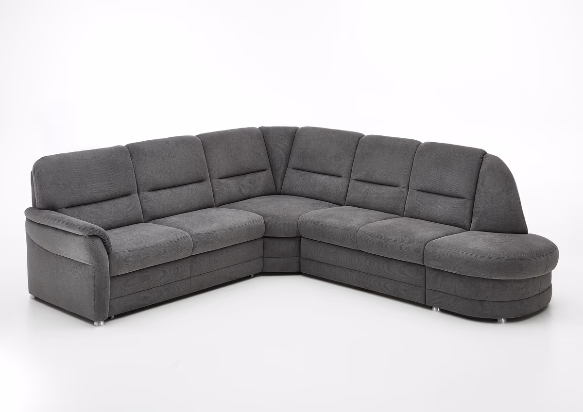 Ecksofa - 2,5-Sitzer mit Ecke rechts, Stoff, Grau